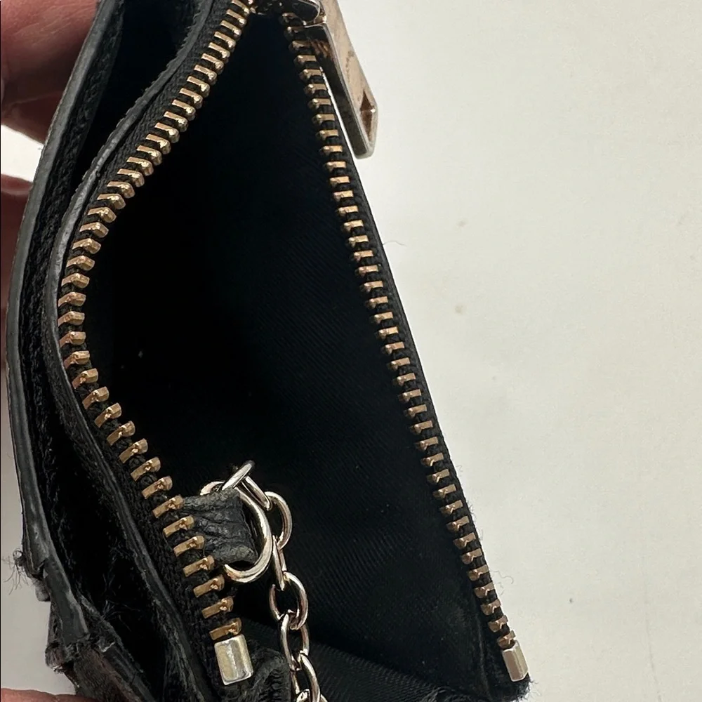 Coach Mini Skinny Cross Grain Leather ID Case Zip Top Closure Attached Key Ring - Picture 7 of 7